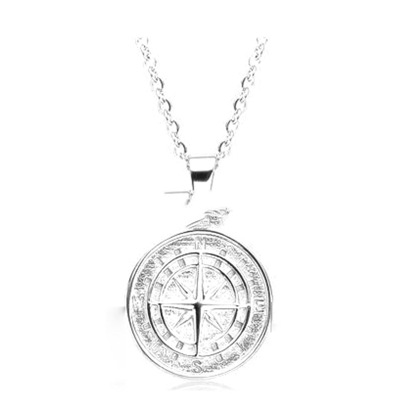 Compass Pendant Necklace – Vintage Nautical North Star Medallion (Unisex)