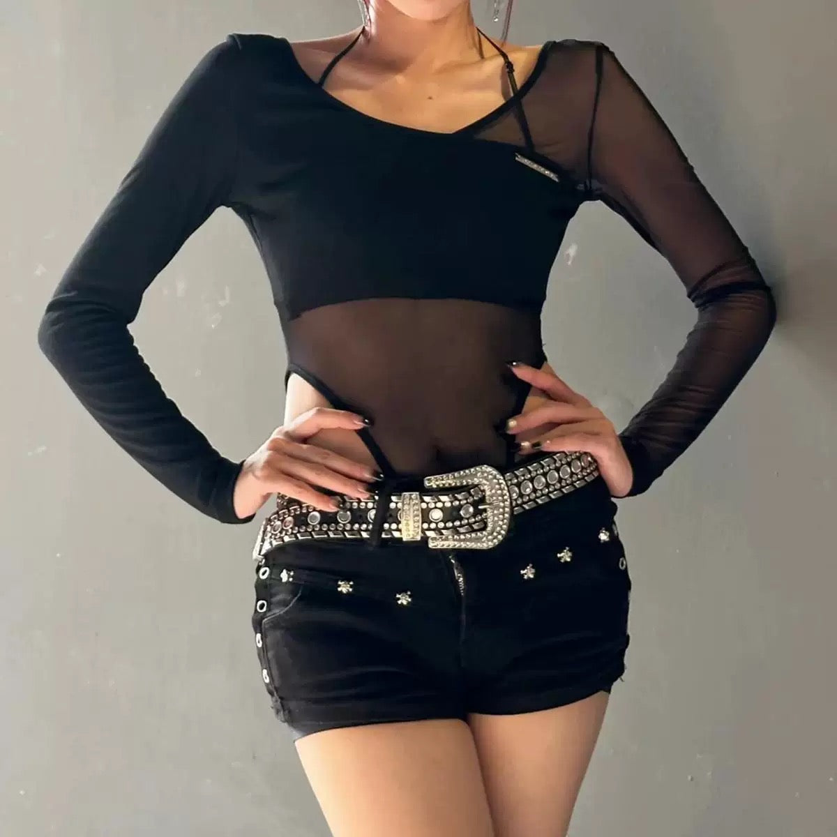 PU Leather Belt Punk Cowboy Women Rhinestone Belt for Pants Jeans Lady Girls black