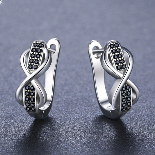 s925 Infinity Earrings – Silver Twist Design Earrings (Unisex)