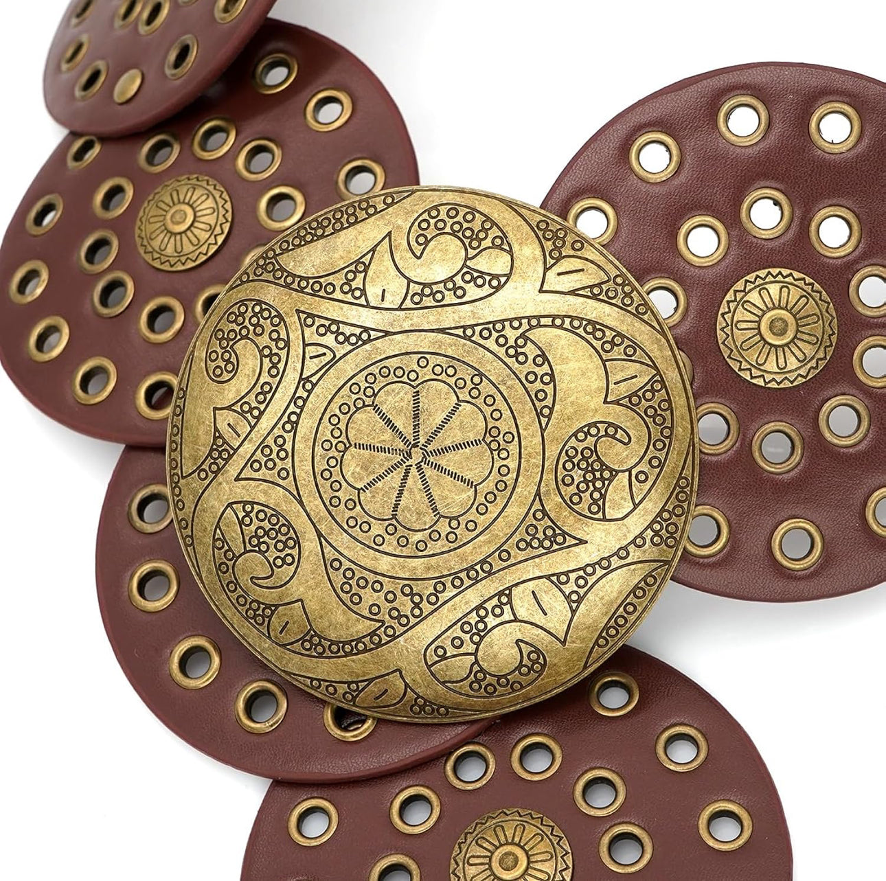 Boho Oval Studded Concho Belt – Y2K Vintage Unisex Retro Witchy Wicca Belt
