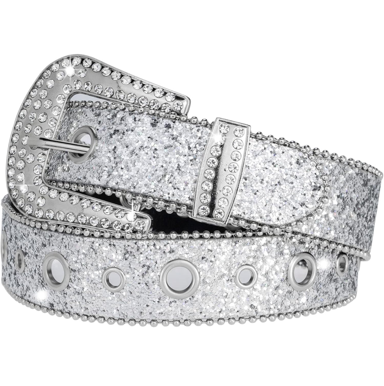 Rhinestone Belt for Women Men - Sequin Diamond Western Cowgirl Belts - Bling Studded Belts for Jeans Pants