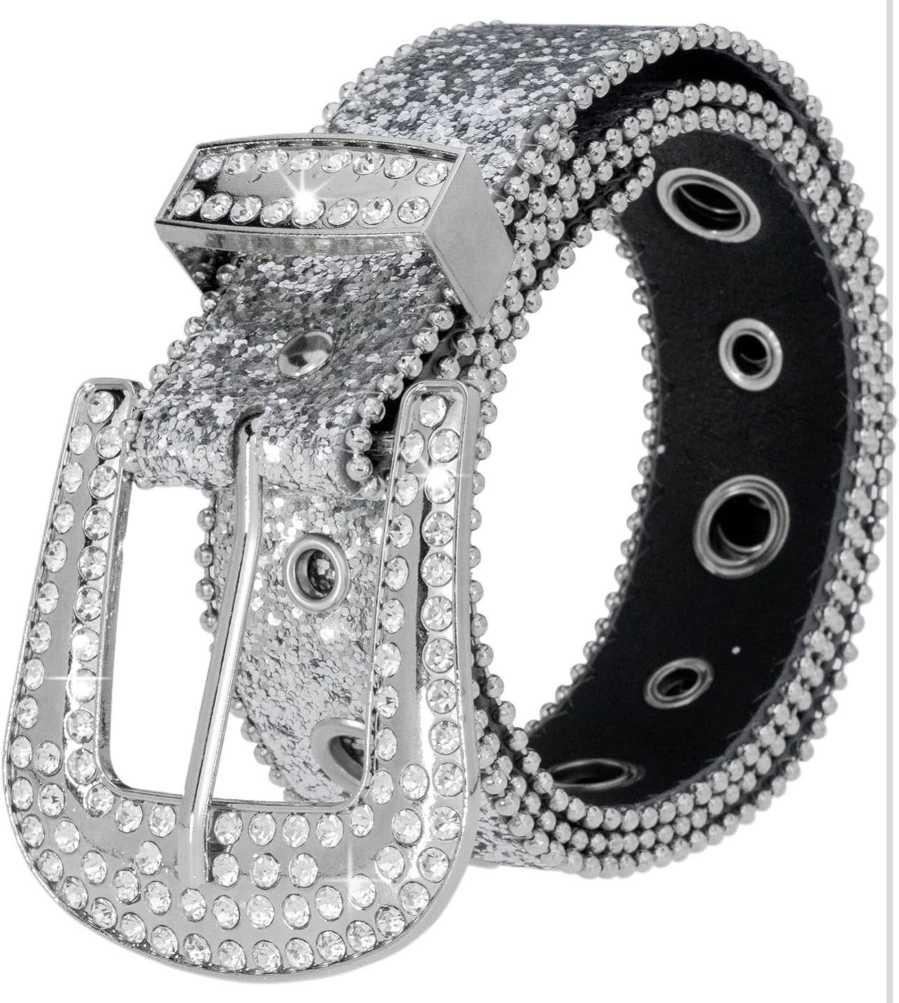 Rhinestone Belt for Women Men - Sequin Diamond Western Cowgirl Belts - Bling Studded Belts for Jeans Pants