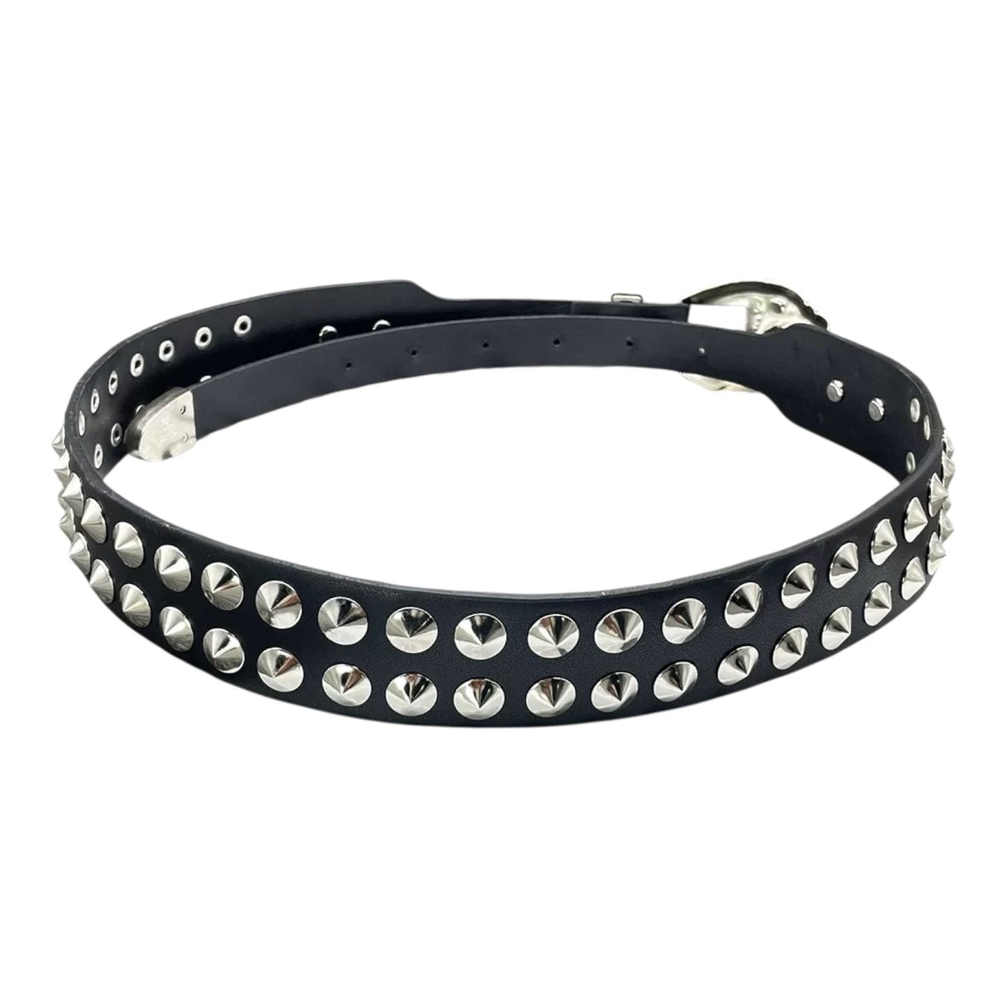 Black PU Studded Punk Belt – Eagle Buckle & Cross Emblem Hardware (Unisex)