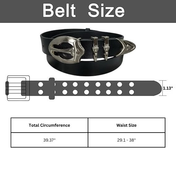 Black Bullet Buckle Belt – Western-Inspired PU Leather Waist Belt with Metal Ammo Loops