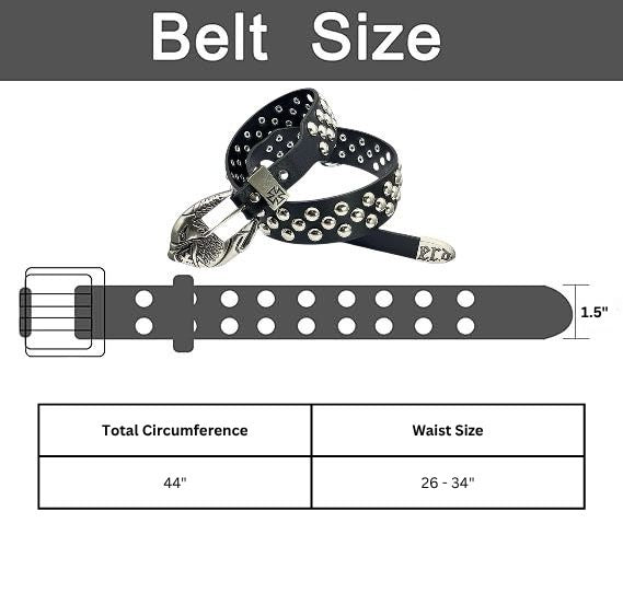 Black PU Studded Punk Belt – Eagle Buckle & Cross Emblem Hardware (Unisex)