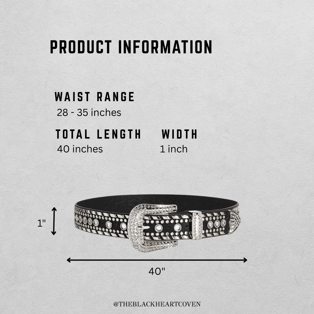 PU Leather Belt Punk Cowboy Women Rhinestone Belt for Pants Jeans Lady Girls black