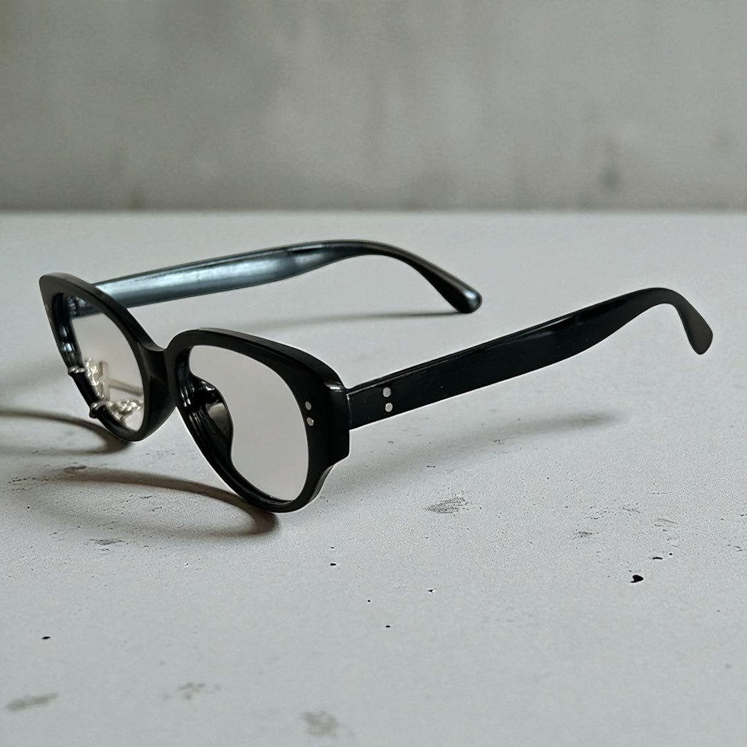 Cat Eye Glasses for Women - Punk, Y2K, and Egirl Fashion Eyewear with Charm Chain - Non-Lensless Goth Sunglasses