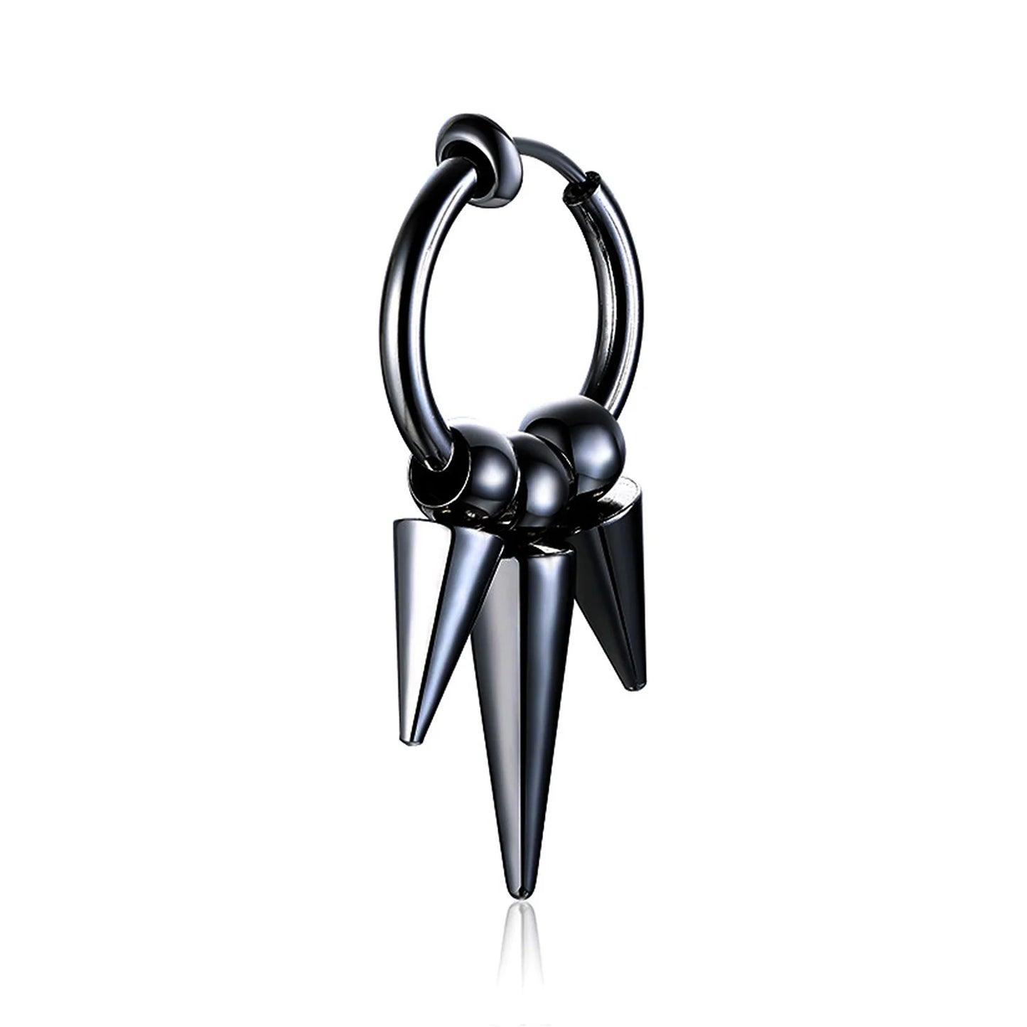 Vnox Punk Clip Earrings for Men Women, Black Stainless Steel Ear Accessory, Gothic Rock Hiphop Hoop Circle Earring 1 Piece