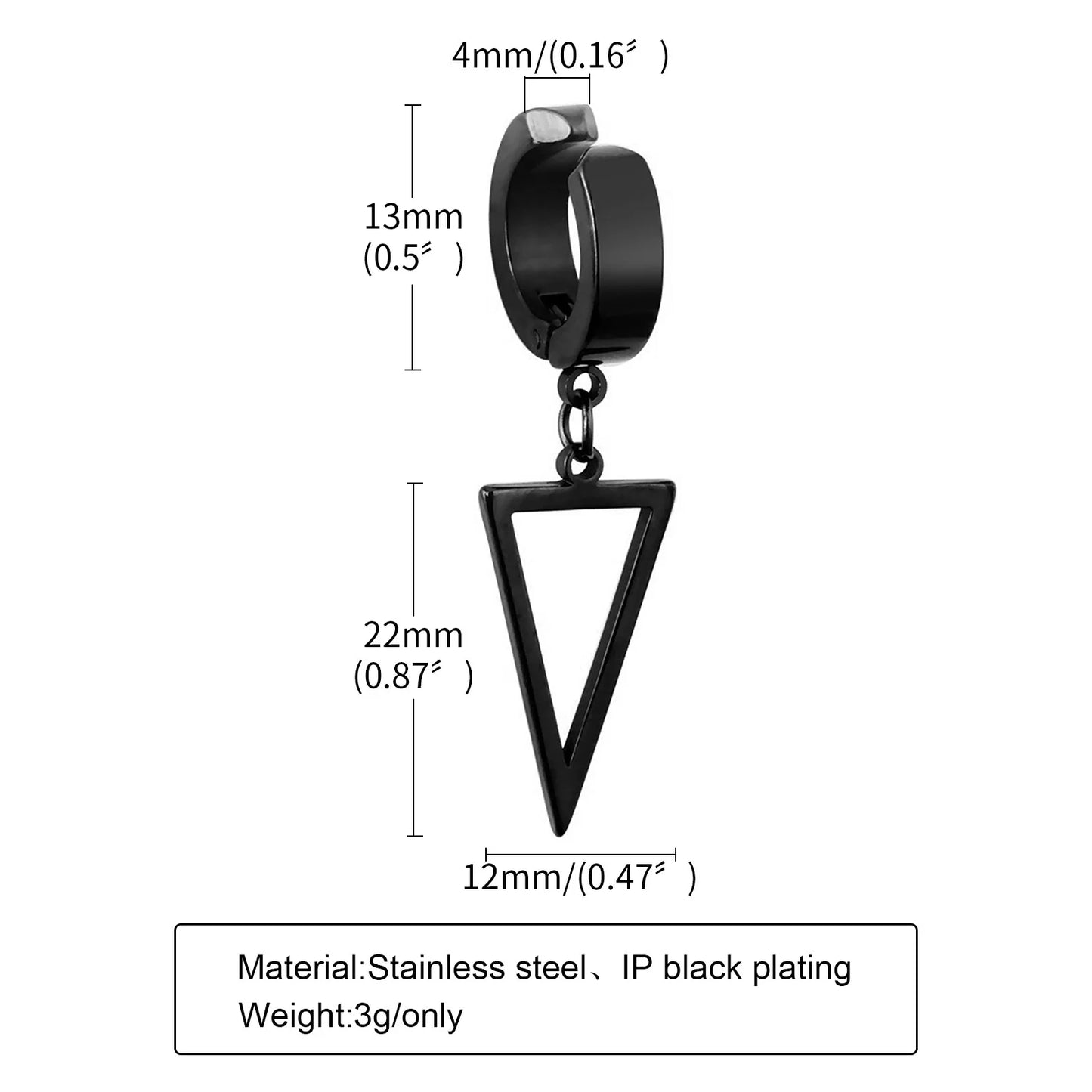 Vnox Punk Clip Earrings for Men Women, Black Stainless Steel Ear Accessory, Gothic Rock Hiphop Hoop Circle Earring 1 Piece