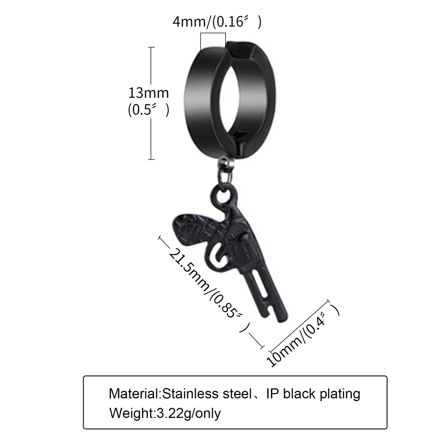 Vnox Punk Clip Earrings for Men Women, Black Stainless Steel Ear Accessory, Gothic Rock Hiphop Hoop Circle Earring 1 Piece