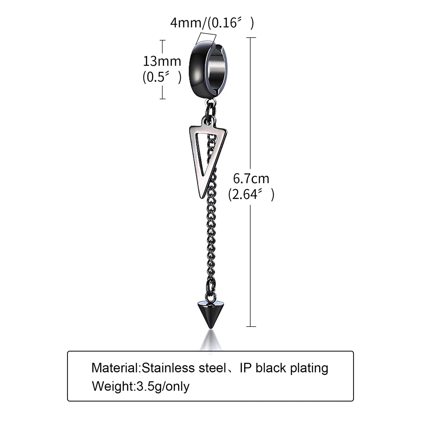 Vnox Punk Clip Earrings for Men Women, Black Stainless Steel Ear Accessory, Gothic Rock Hiphop Hoop Circle Earring 1 Piece