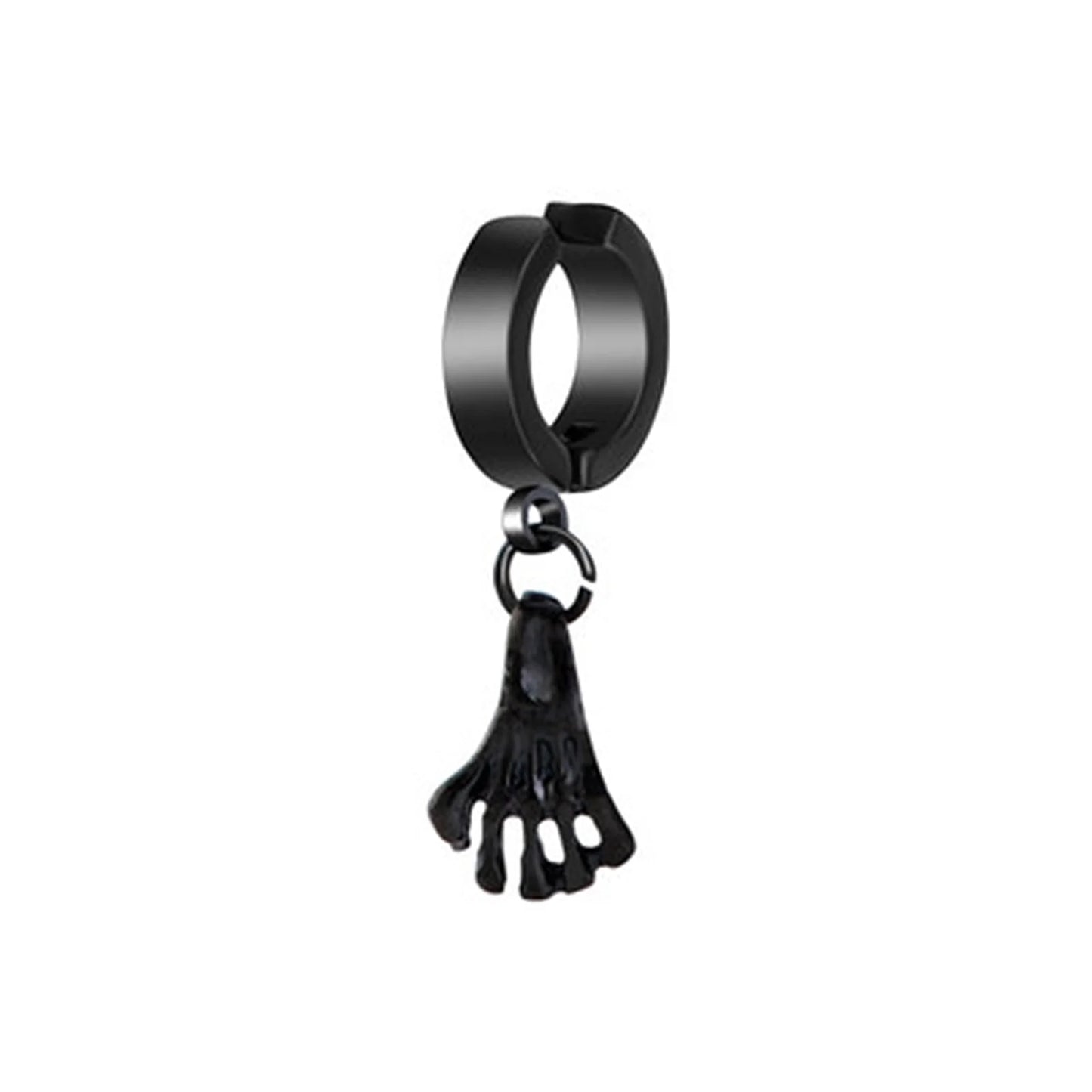 Vnox Punk Clip Earrings for Men Women, Black Stainless Steel Ear Accessory, Gothic Rock Hiphop Hoop Circle Earring 1 Piece
