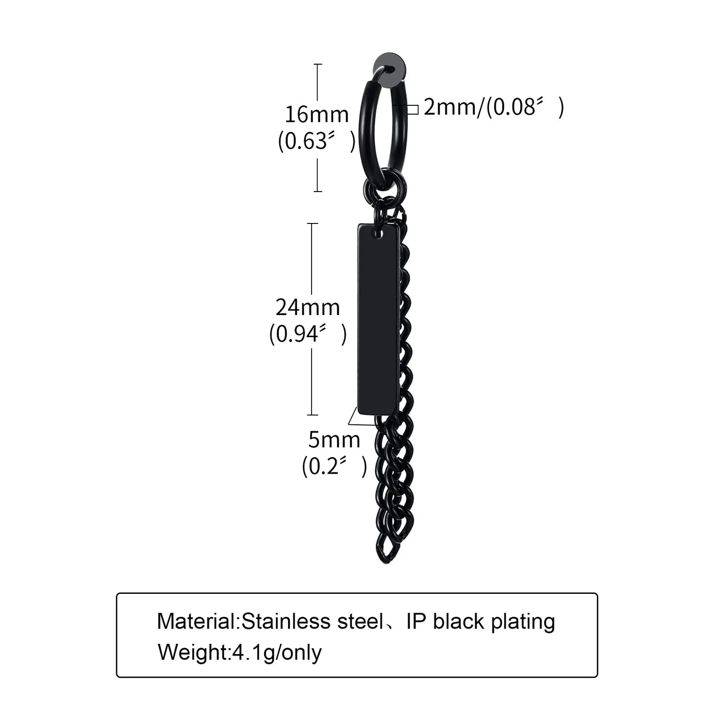Vnox Punk Clip Earrings for Men Women, Black Stainless Steel Ear Accessory, Gothic Rock Hiphop Hoop Circle Earring 1 Piece