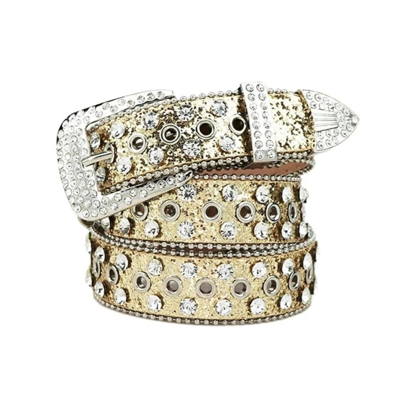 Vintage Waist Belt Jeans Belt PU Studded Belt Casual Ceinture Punk Belt Street Dance Glittered Belt Y166