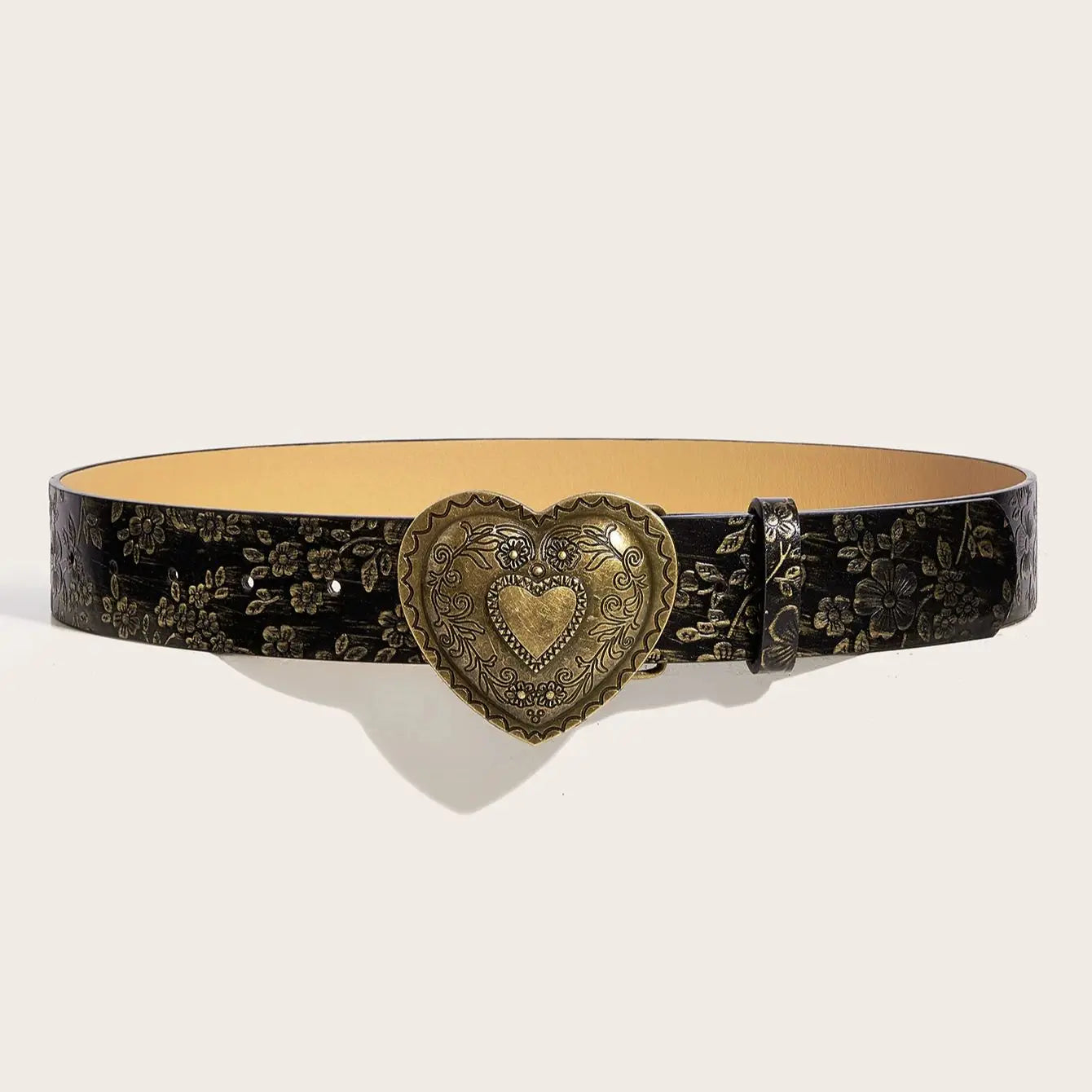 Love buckle leather belt y2k PU fashionable casual jeans bohemain style