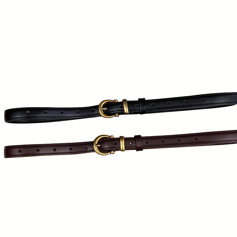 Unisex Casual Vintage PU Leather Belt with Classic Oval Buckle - Ideal for Daily Wear, Parties, and Gifts