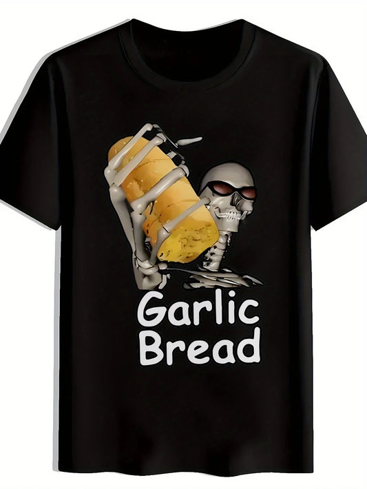 Funny Garlic Bread Skeleton T-Shirt – Meme Graphic Tee - Short Sleeve - Unisex