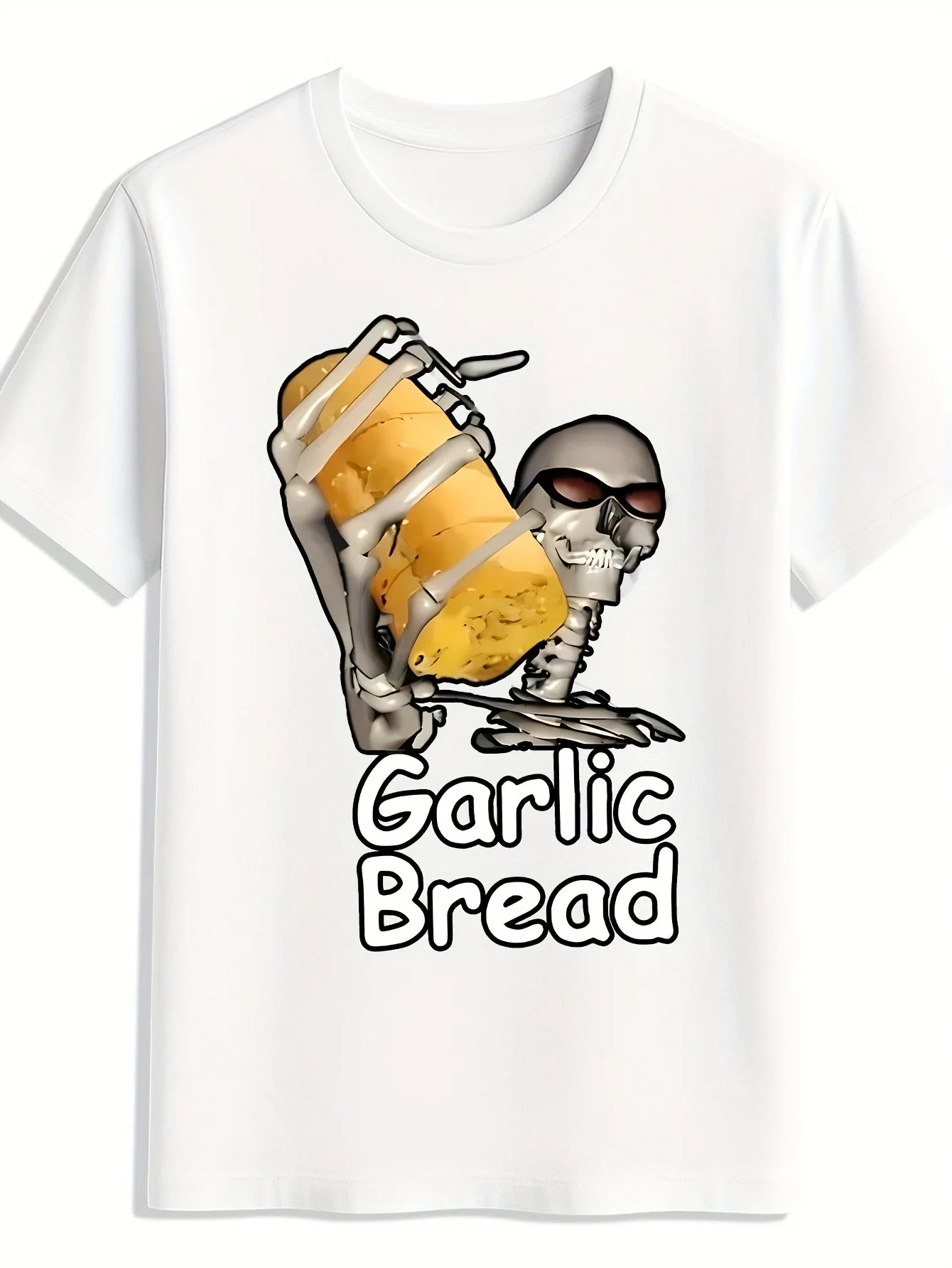 Funny Garlic Bread Skeleton T-Shirt – Meme Graphic Tee - Short Sleeve - Unisex