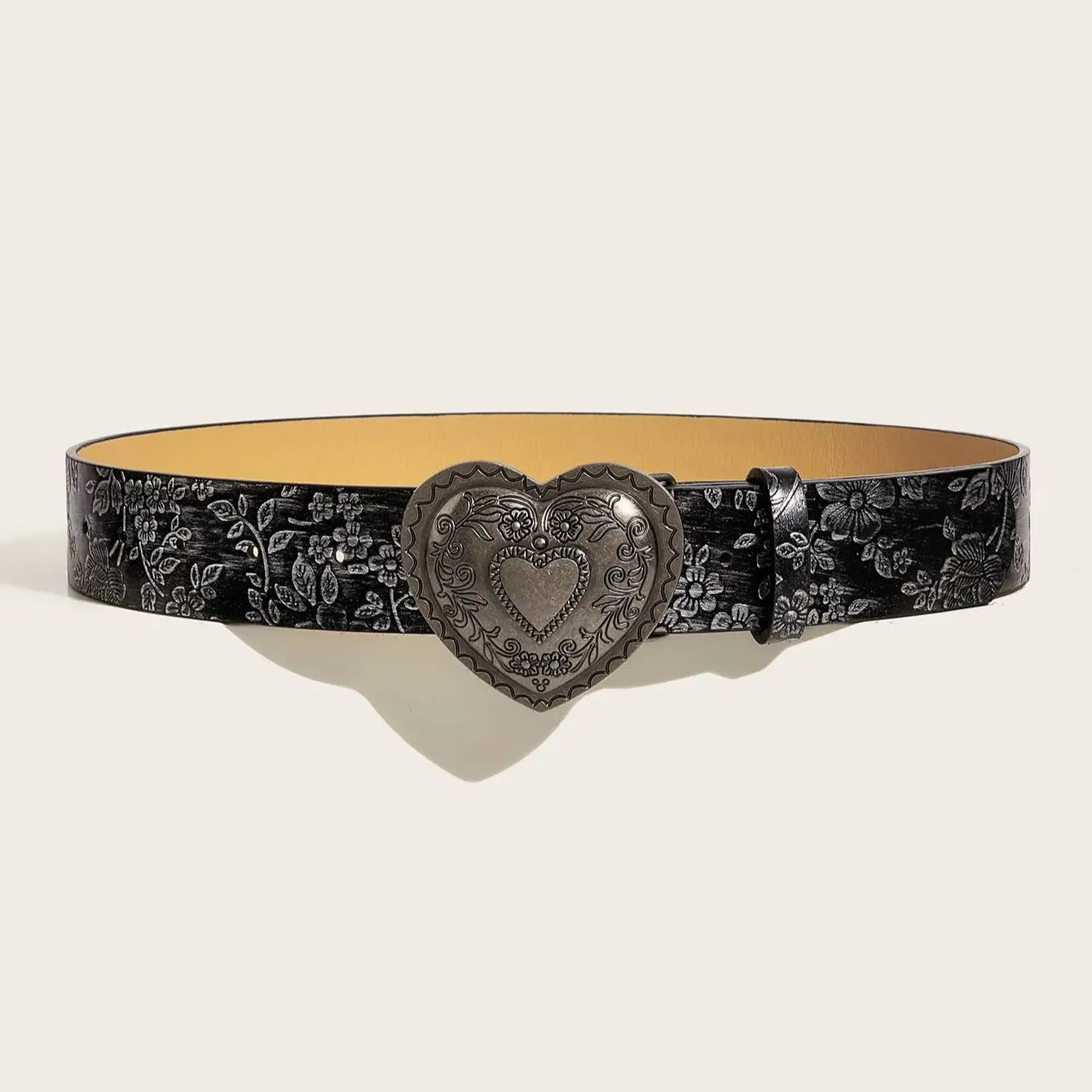 Love buckle leather belt y2k PU fashionable casual jeans bohemain style
