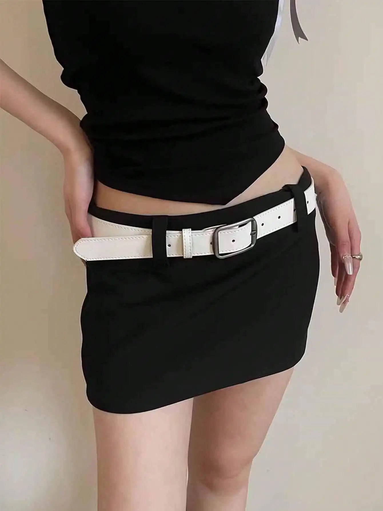 Belt Women for Jeans Student Coffee Versatile Wide Belt Design Feel Belt Black