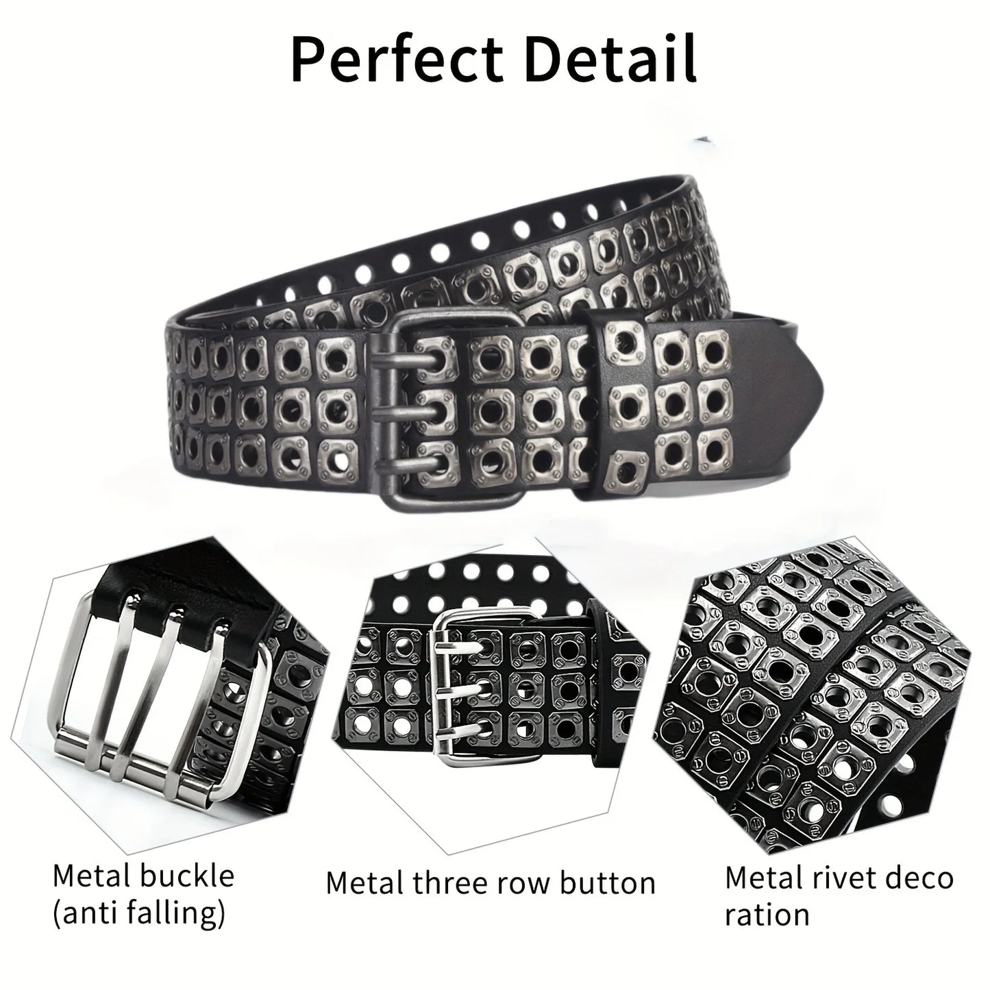 Punk Style Rivet Belt For Men And Women, Ideal choice for Gifts