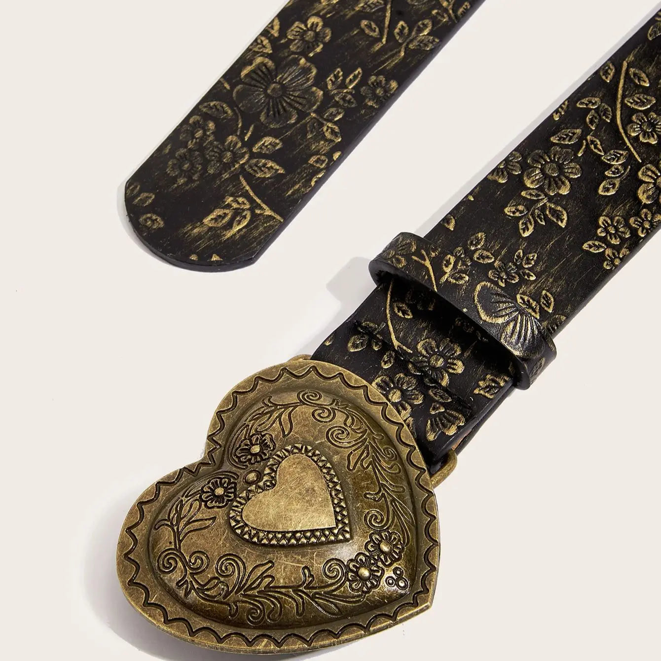 Love buckle leather belt y2k PU fashionable casual jeans bohemain style