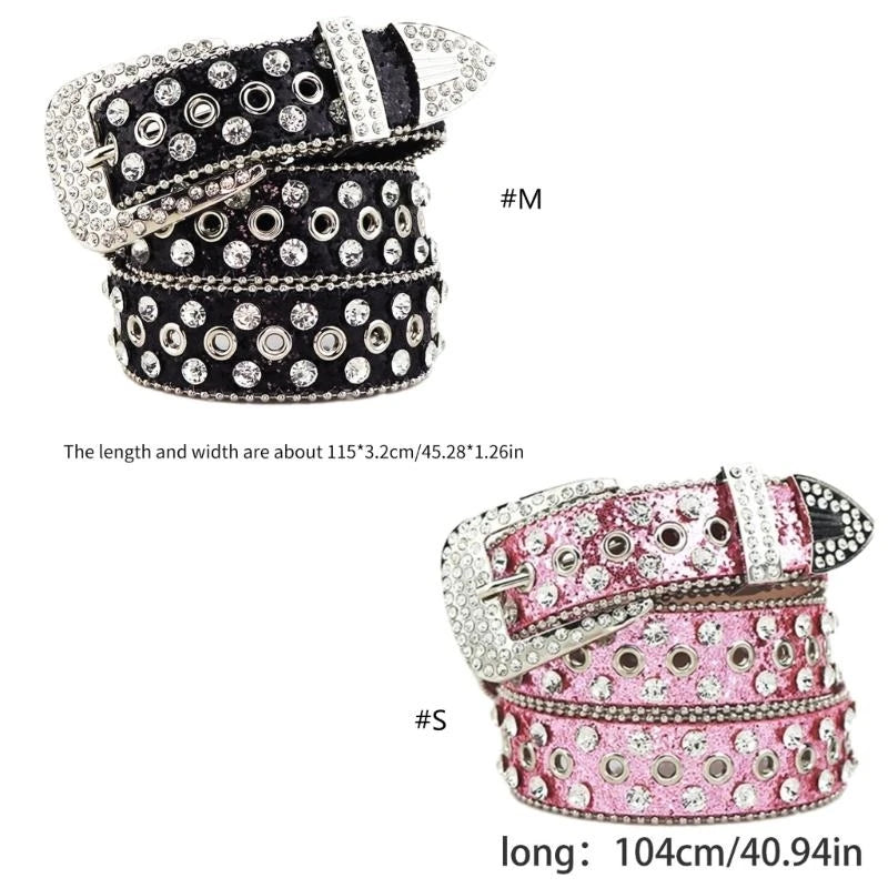 Vintage Waist Belt Jeans Belt PU Studded Belt Casual Ceinture Punk Belt Street Dance Glittered Belt Y166