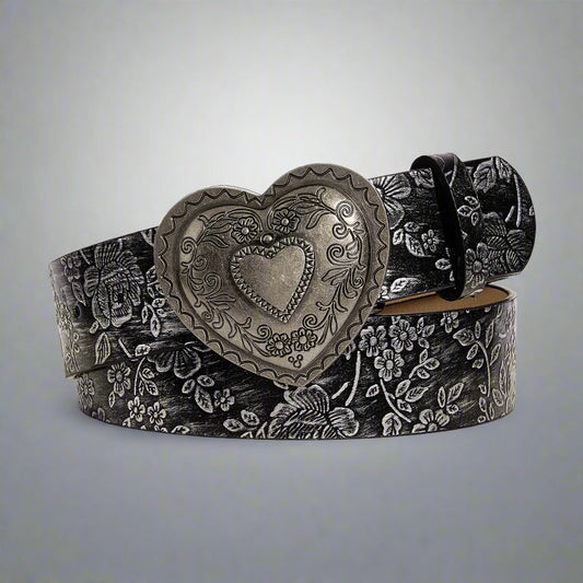 Love buckle leather belt y2k PU fashionable casual jeans bohemain style