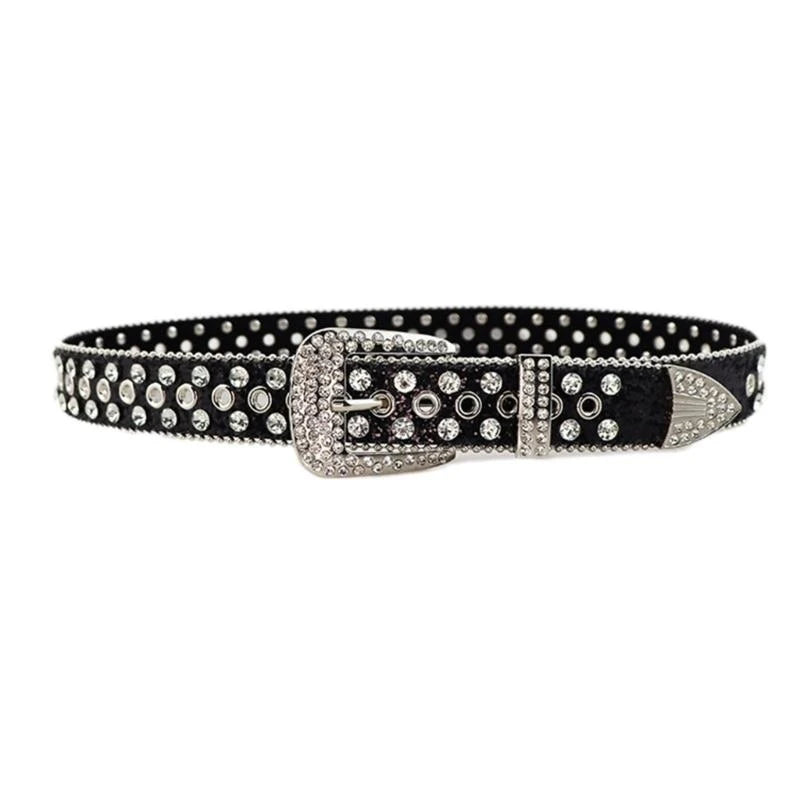 Vintage Waist Belt Jeans Belt PU Studded Belt Casual Ceinture Punk Belt Street Dance Glittered Belt Y166