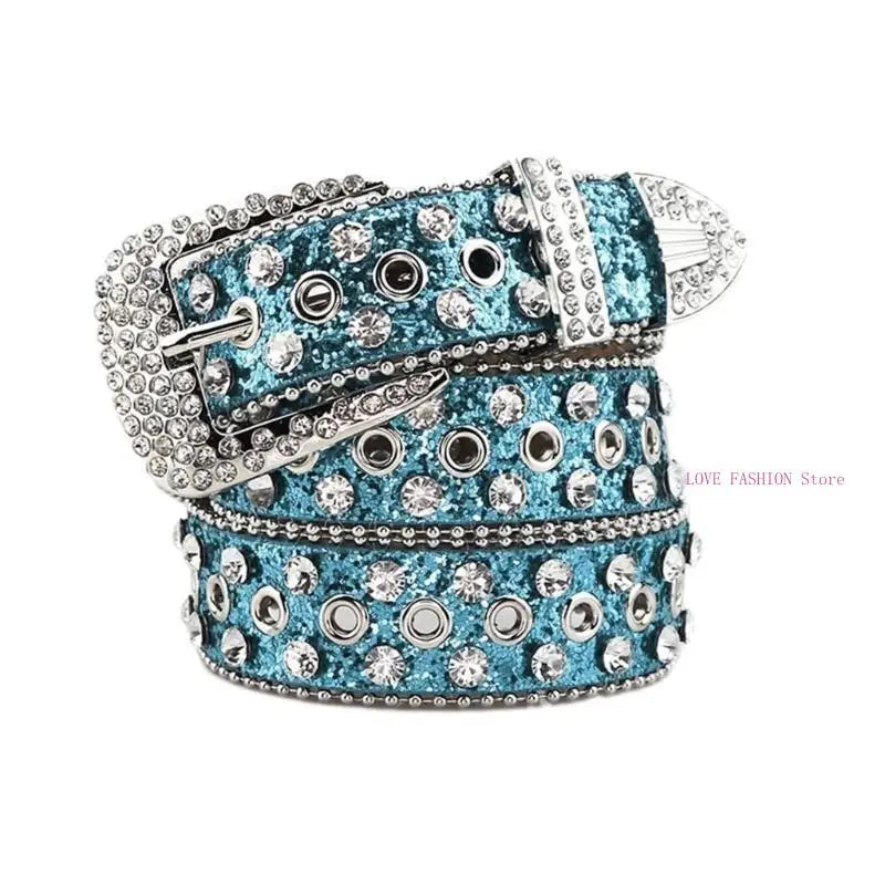 Vintage Waist Belt Jeans Belt PU Studded Belt Casual Ceinture Punk Belt Street Dance Glittered Belt Y166