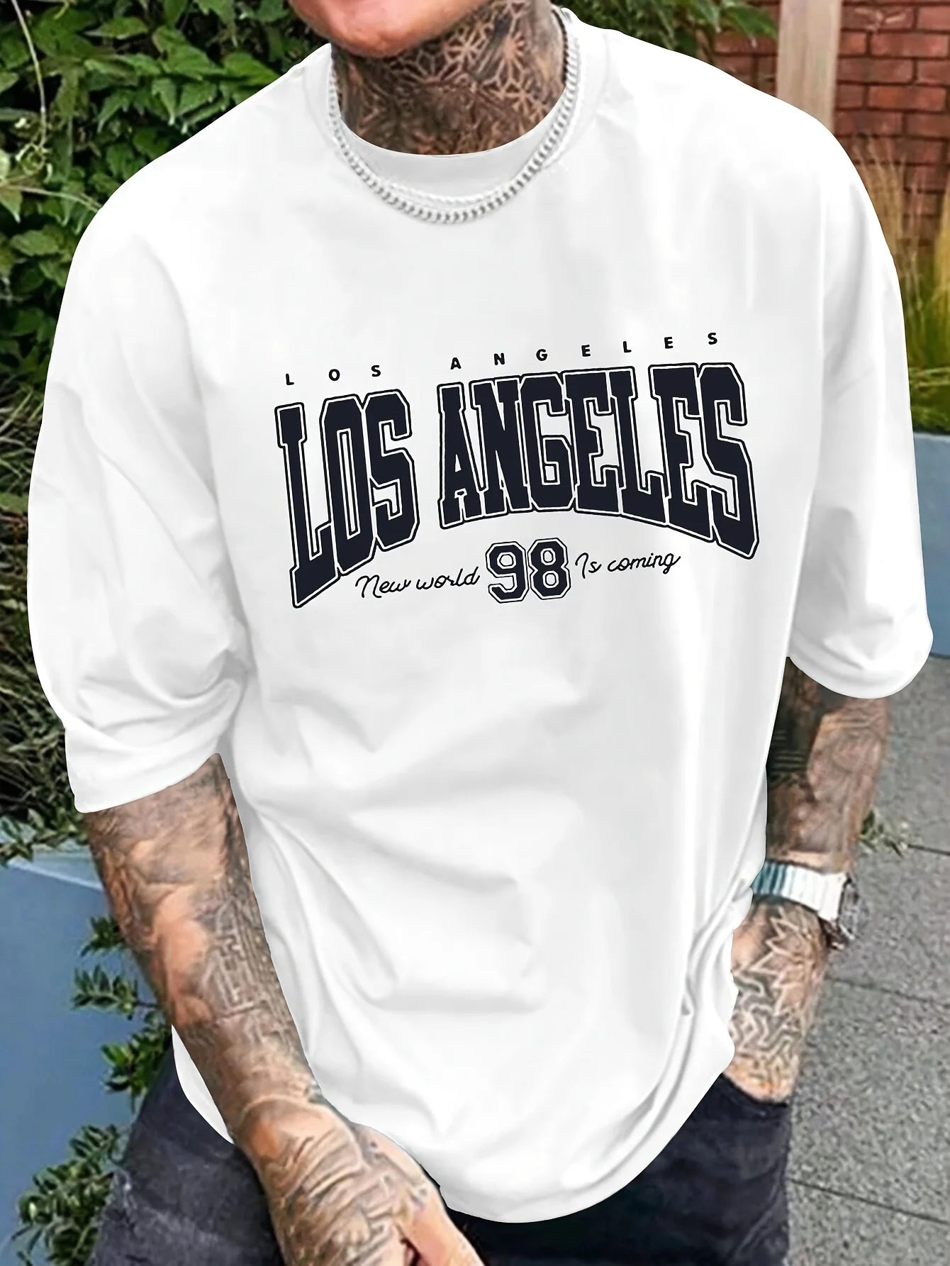 Men's Los Angeles Graphic Print Short Sleeve T-Shirt - Casual Crew Neck, All-Season Comfort, Regular Fit