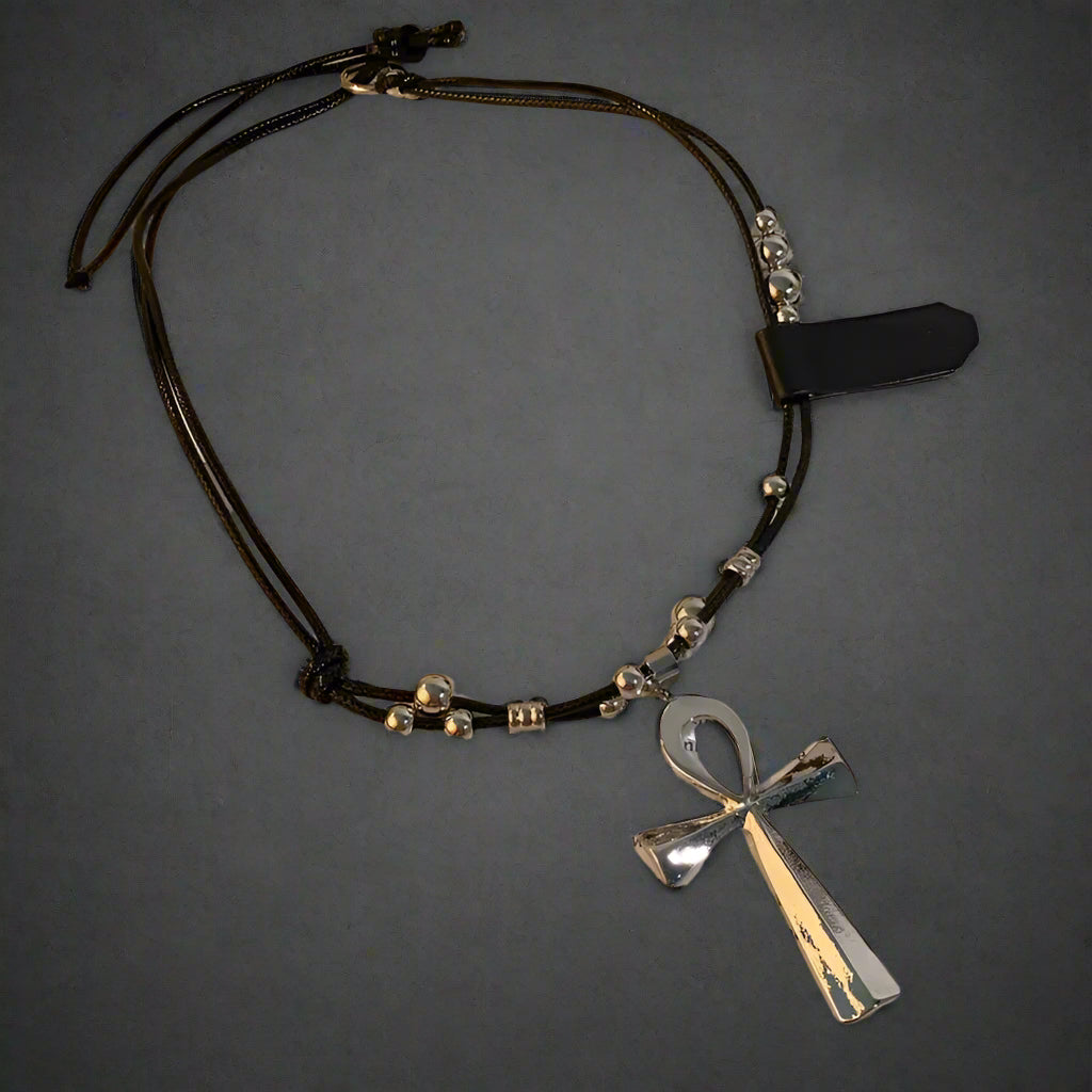 Y2K Retro Metal Cross Pendant Necklaces for Women Girls Punk Gothic Black Rope Long Sweater Chain Necklace Jewelry Party Gifts