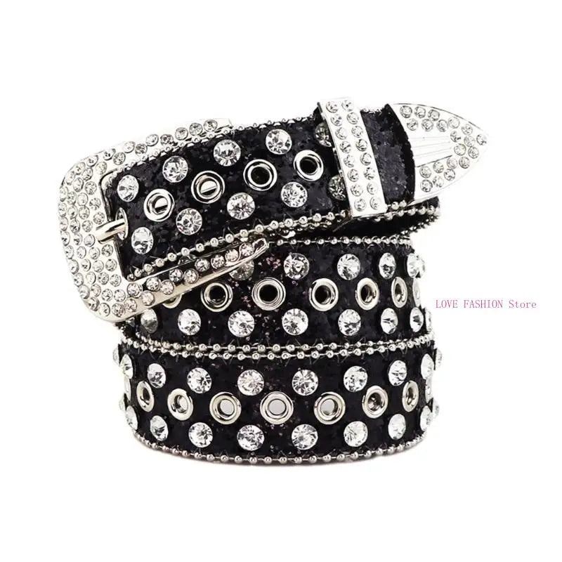 Vintage Waist Belt Jeans Belt PU Studded Belt Casual Ceinture Punk Belt Street Dance Glittered Belt Y166