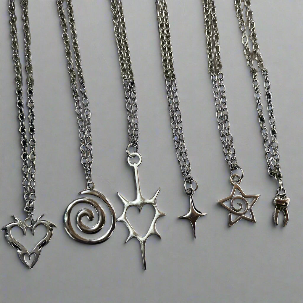 (Copy) Y2K Flail Fire Heart Teeth Pendant Necklace for Women Men Charm Necklace Grunge Punk Fashion Jewelry ﻿