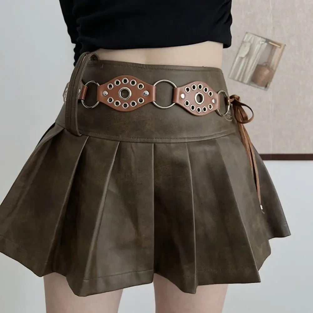 Vintage Metal Rivet Belt Hollow Ring Baroque Style Western Cowgirl Belt Y2K Korean Style Women Waistband Women