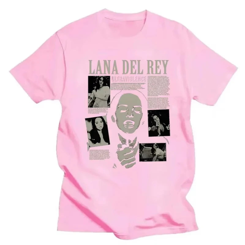 Singer Lana Del Rey Print T Shirt Men Women Fashion Hip Hop Streetwear Harajuku Short Sleeve Plus Size T Shirt Unisex Top