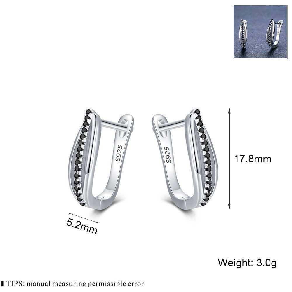 S925 Sterling Silver Zircon Hoop Earrings – Retro Hong Kong Style (Unisex)