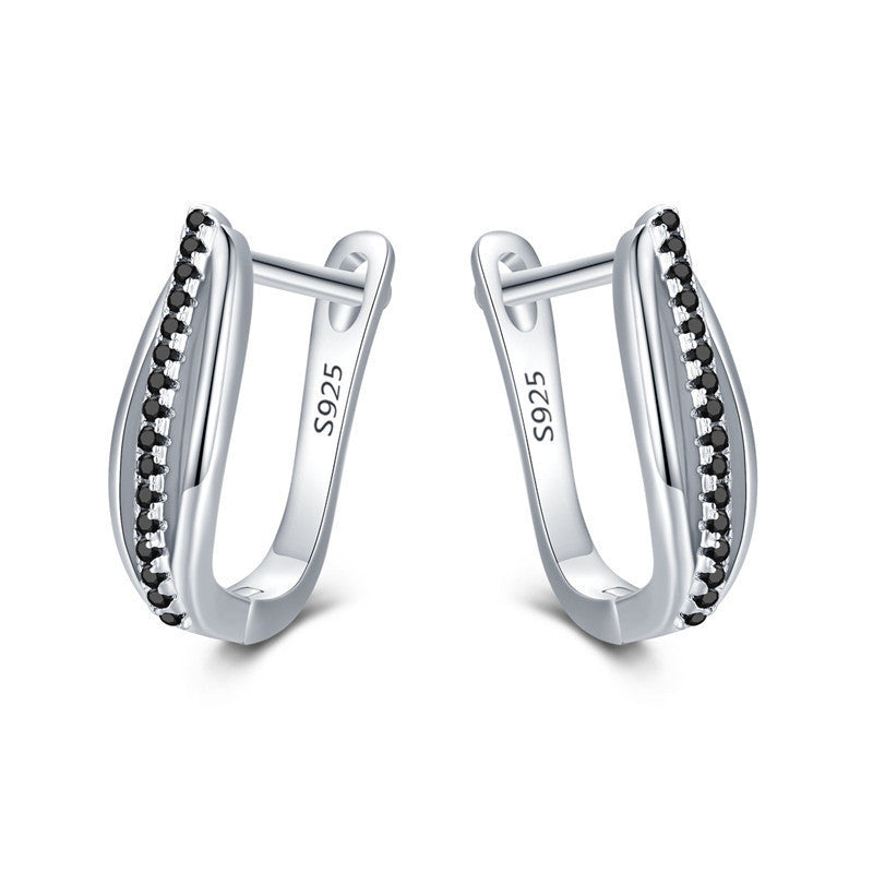 S925 Sterling Silver Zircon Hoop Earrings – Retro Hong Kong Style (Unisex)